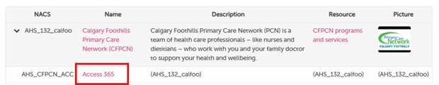Click Access 365 to edit descendant service